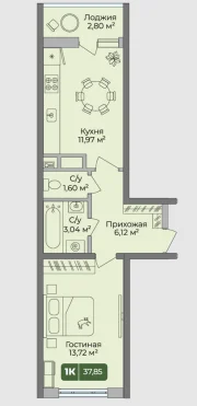 1-комнатная квартира
